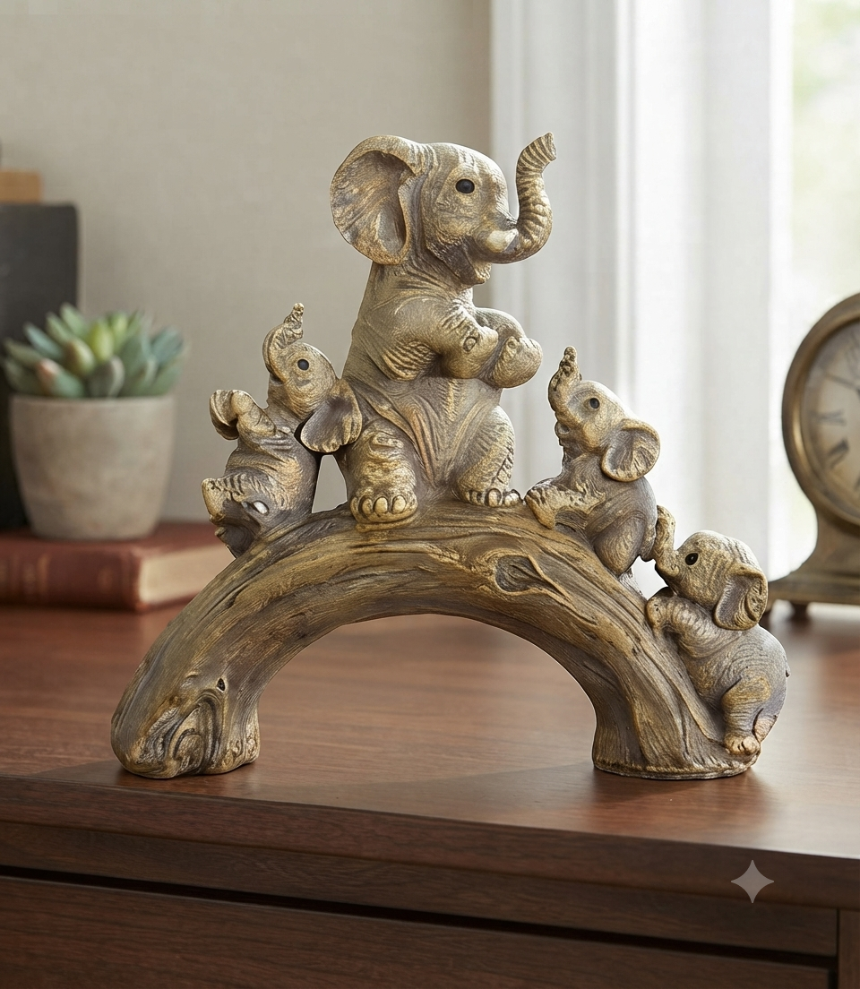 Gemini_Generated_Image_1ouy941ouy941ouy Elephant & Calves | Decorative Miniature Figurine Set - Image 1
